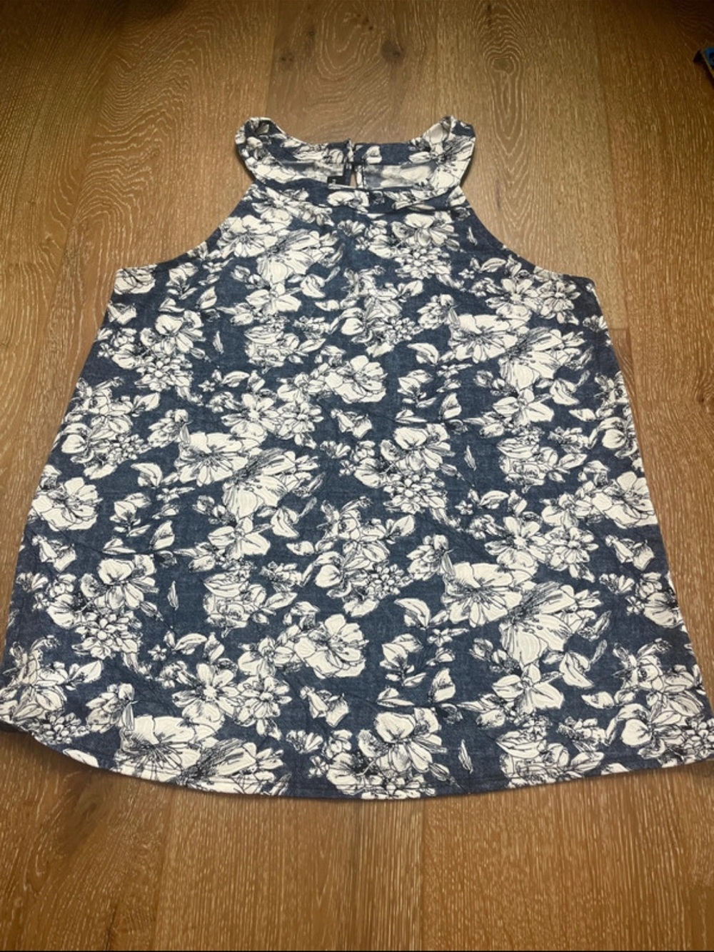 Fortune + Ivy Floral Navy Blue Halter Tank Top for Women